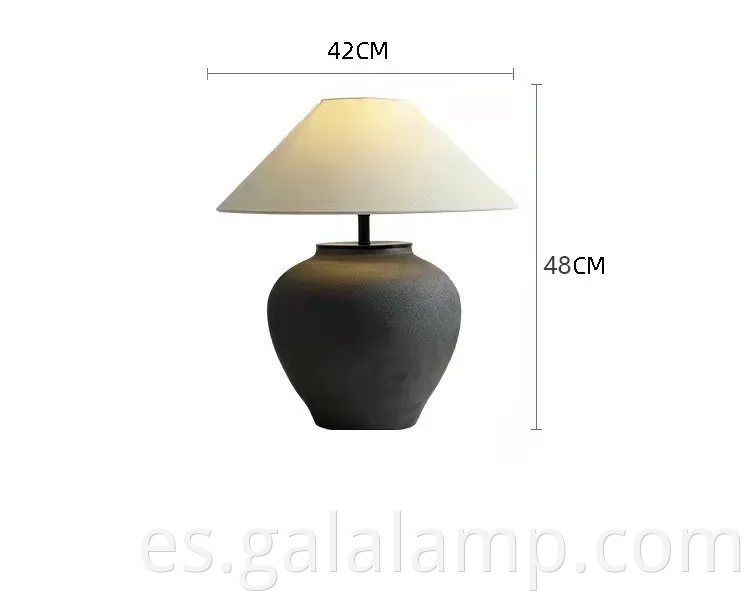 Lámpara de mesa de cerámica de viento silencioso vintage, diseñador rural de casas de familia, sala de estar, estudio, dormitorio, lámpara de mesa de olla de cerámica